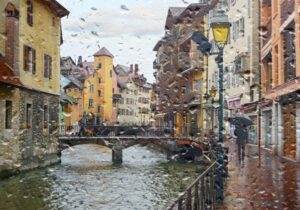 Rainy day in Annecy. France