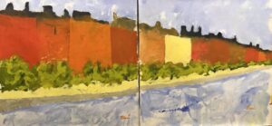 Anders Palmér - Strandvägen Stockholm köpa konst oljemålning diptyk.