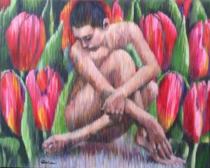 Ewa Sibilska - Red tulips köpa konst och oljemålningar.