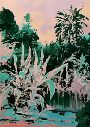Joakim Allgulander - Mediteranian garden köpa konst oljemålning.