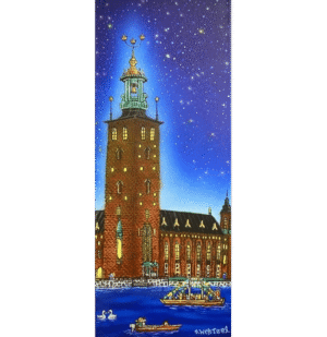 Stefan Wentzel - Fest i blå hallen Stockholm köpa konst oljemålning.