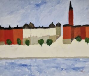 Anders Palmér - Riddarholmen köp konst på galleri stockholm oljemålning.
