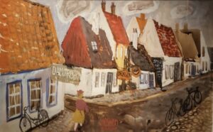 Olle Olsson Hagalund - Gamla stan i Landskrona köpa konst oljemålning på Galleri Stockholm.