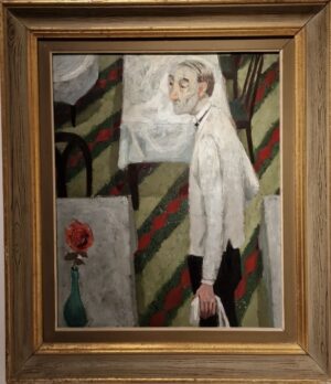 Pelle Åberg - Servitören köpa konst oljemålning på Galleri Stockholm.