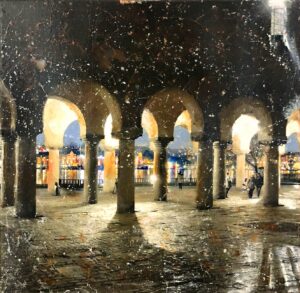 Maria Larkman - Kvällspromenad – Stadshuset - Mixed Media - Slutsåld